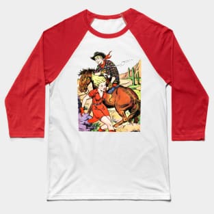 Saving Cowboys Cowgirl Western Broncho Bill Vintage Comic Book Baseball T-Shirt